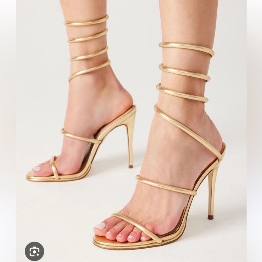 Steve Madden Exotica Gold Wrapped Sandal Heel SZ 9